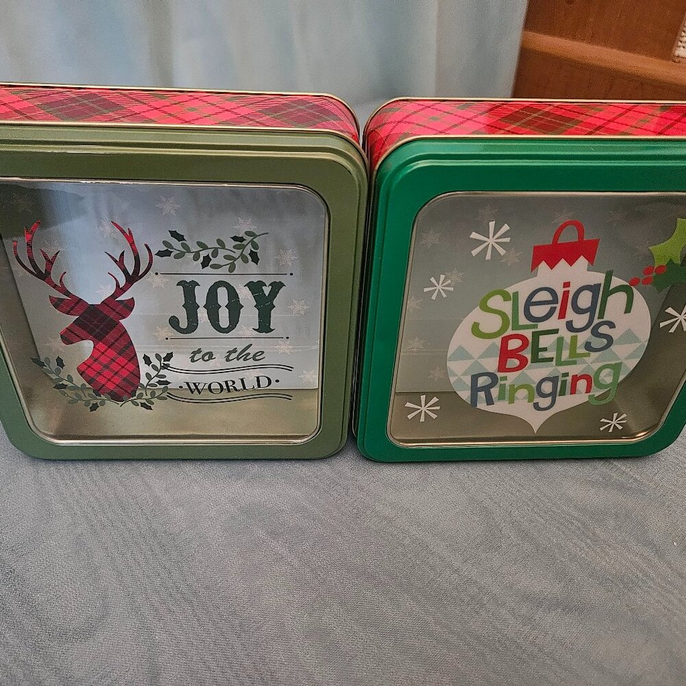 Plum Designs Christmas 2 set Cookie Tin
